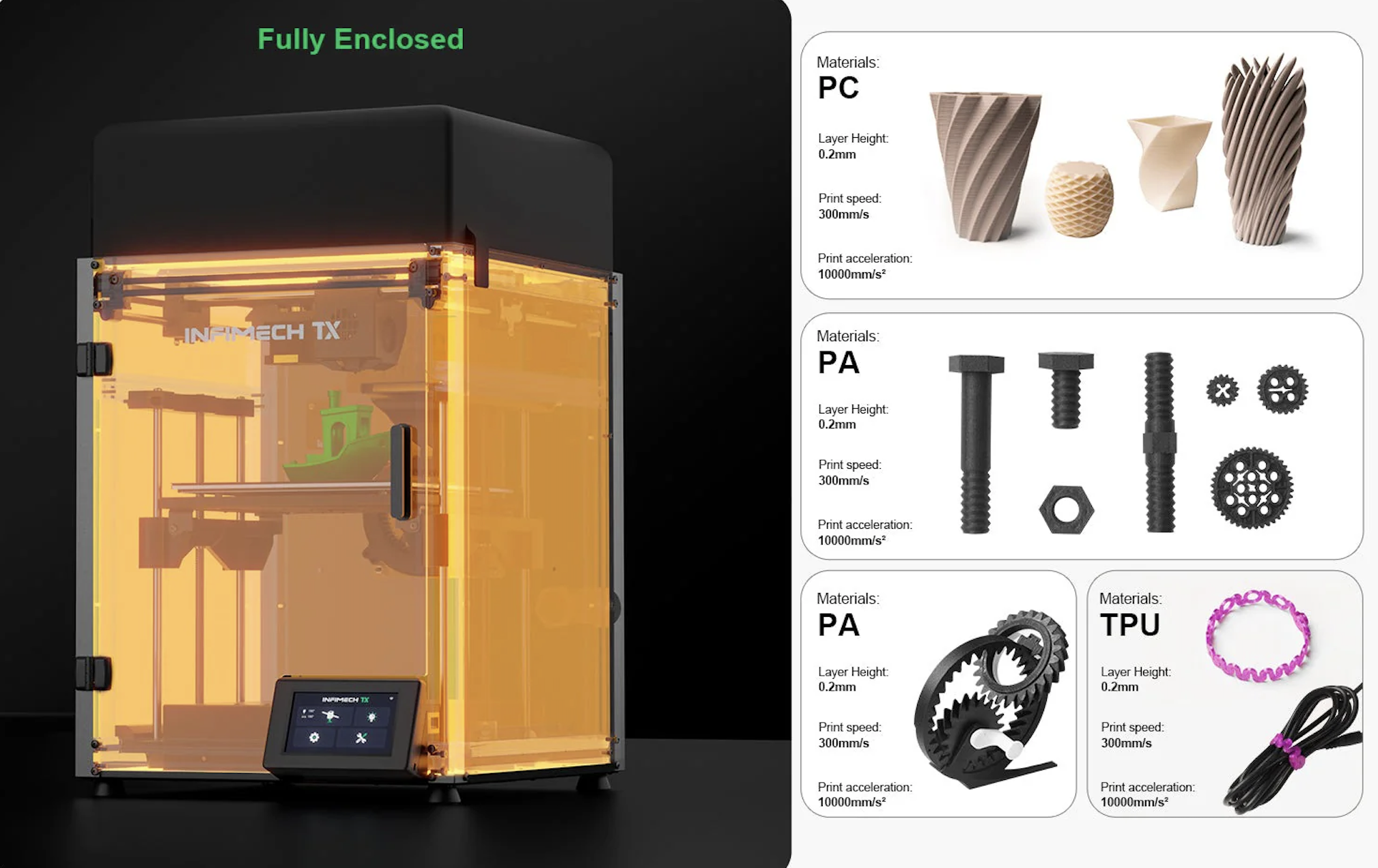 Основные расходные материалы — PLA, ABS, PC, PA, TPU, PETG, NYLON
